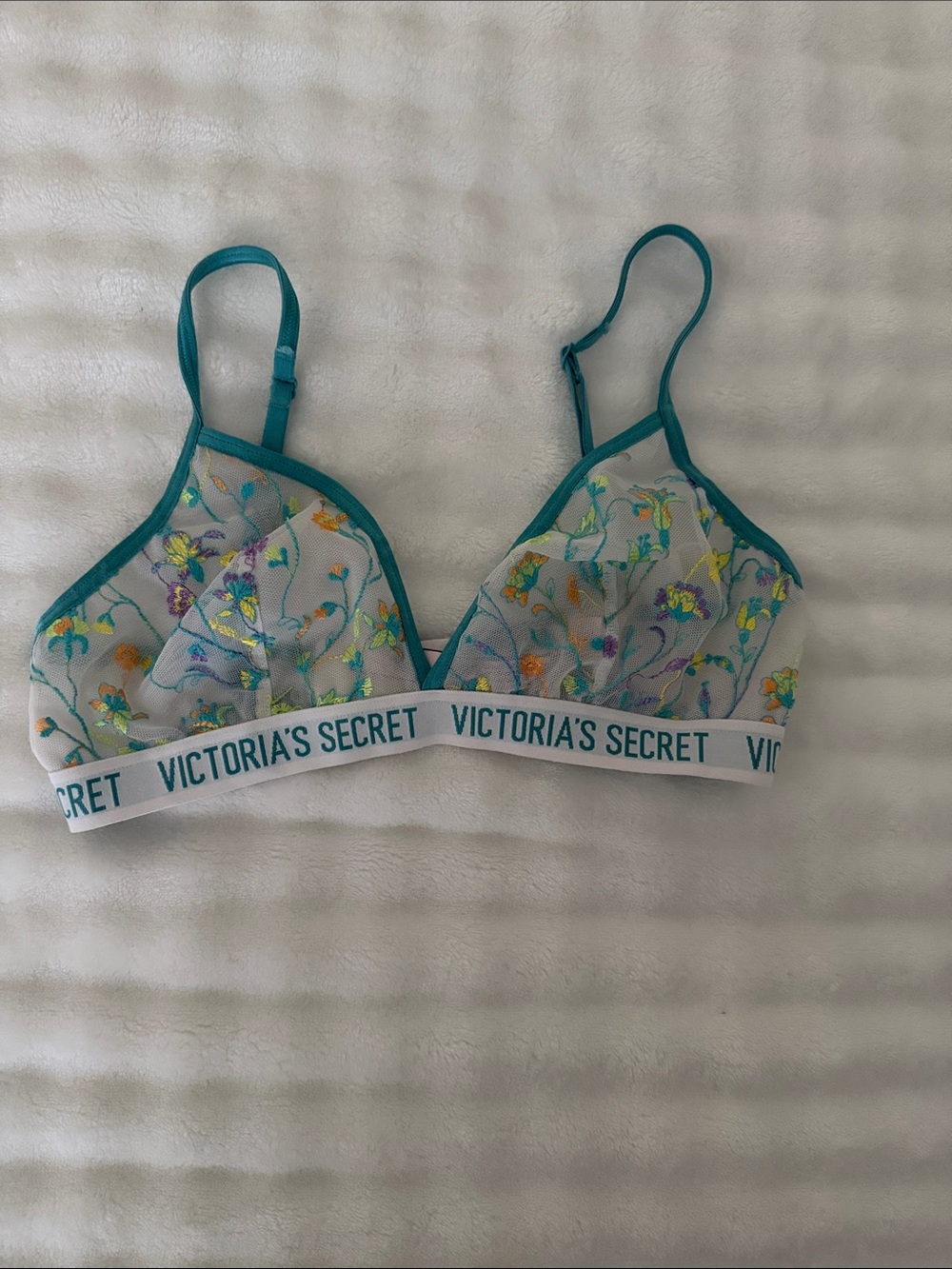 Victoria's Secret Teal Floral Mesh Bralette